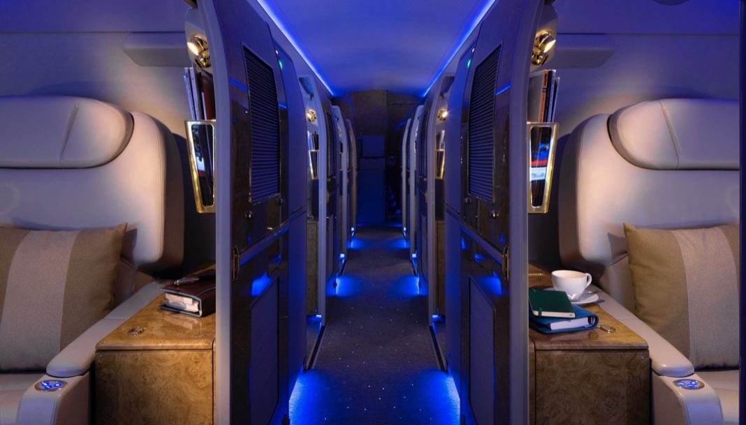 Nightime on Emirates Executive Private Jet